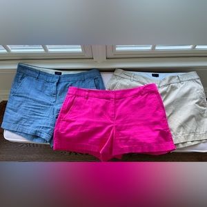 (Lot Of 3)* J. Crew Chino 100% Cotton Shorts Size 12 Pink, khaki Chambray